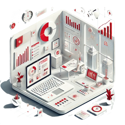 DALL·E 2024-12-04 14.37.11 - A creative and modern illustration for an accounting firm's website in a white and red color scheme. The design features a stylized isometric view of (2)
